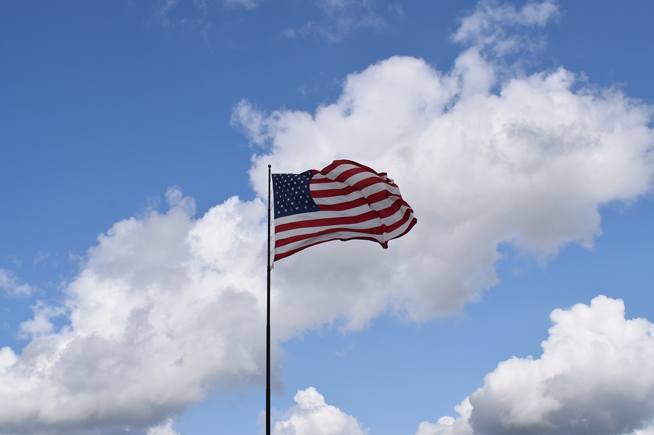 American Flag flying in the wind