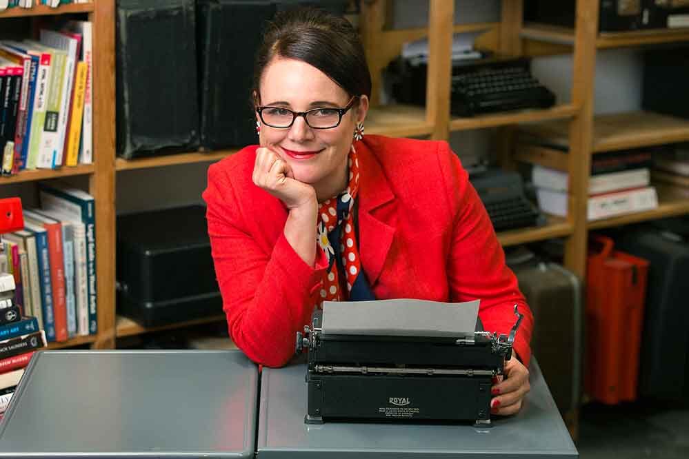 Sheryl Oring with typewriter